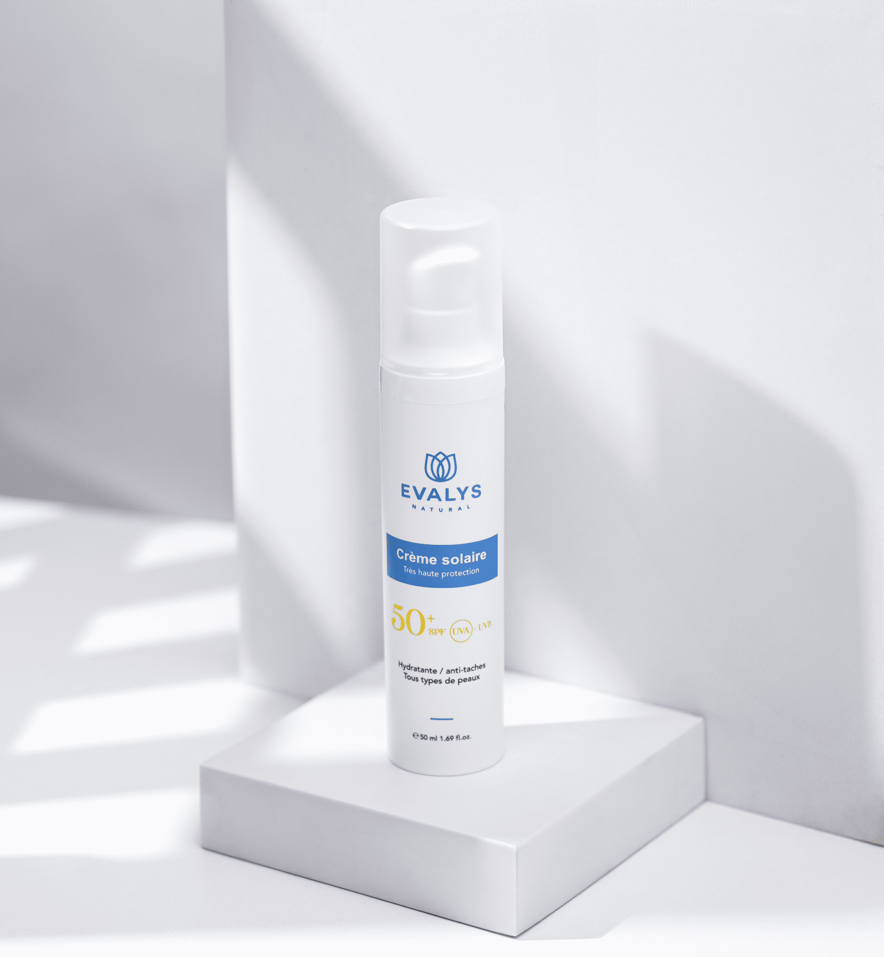 CREME SOLAIRE EVALYS NATURAL SPF 50+ HYDRATANTE ET ANTI-TACHES 50 ML